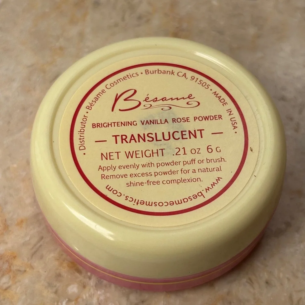 Besame Cosmetics Brightening‎ Vanilla Rose Powder Translucent 0.21oz 6g New